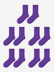 LUVLETTE 1雙女士休閒商務日常穿著寬鬆襪，戶外步行旅行百搭，秋季襪 - 紫色 - 查看 10