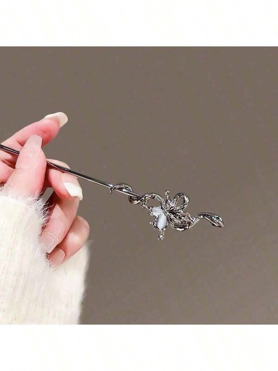 1pc Women Moonstone Snake Hair Clip, Modern Chinese Style Snake Hairpin, High-End Bun Accessory, Suitable For Daily Wear, Autumn/Winter Snowflake Hair Styling Pins Hair Bun Maker Bun Hair Piece,Hair Claws - 多色-1 - 查看 1