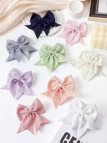 8 chiếc kẹp tóc nơ vải đính đá giả cổ điển màu trơn ngẫu nhiên, kẹp tóc đuôi én lót, phụ kiện tóc dễ thương cho bé gái, thích hợp để đeo hàng ngày và dự tiệc - Nhiều màu - Xem 7