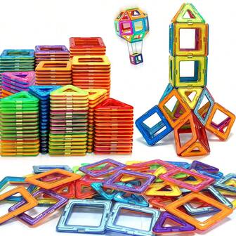 Bloques magnéticos como juguetes de construcción para niños pequeños, juguetes educativos STEM de gran tamaño con imanes, juego de construcción educativo, juguetes magnéticos para niños de 3 a 6 años, regalos de cumpleaños, regalo de imán de color aleatorio