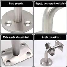 Soportes de Pasamanos de Acero Inoxidable, Soportes de Barandilla de Escalera Soporte Decorativo de Rieles de para Baño Apto para Interior y Exterior Escaleras - Plateado - Ver 3