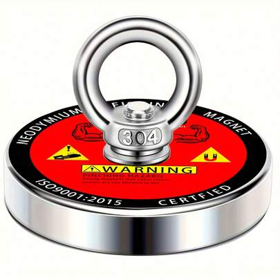 300lb Magnetic Fishing Magnet, 2.36 Inch (60mm) Diameter, Non-Slip, Easy To Install, Pull-Pull Mechanism Fishing Sinker, Suitable For River And Deep-Sea Fishing, Durable Fishing Gear