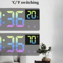 NieNie Voice Control Colorful Digital Alarm Clock Temperature Date Display 5 Level Brightness Dual Alarm Night Mode Snooze Table Clock 12/24H Anti-Disturb Function Electronic LED Clock(Battery Not Included) - Multicolor - View 10