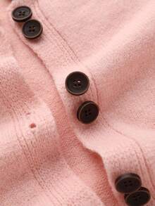 Cárdigan de mujer holgado, casual, romántico, elegante, de estilo universitario, con cuello de encaje floral y talla grande, adecuado para la escuela, las vacaciones, el hogar, el uso diario, las citas, los viajes, el aeropuerto, otoño/invierno - Rosa - Ver 7