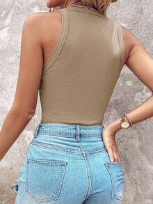 ChicMe 2pcs Built-In Bra Ribbed Knit Sleeveless Camisole, Fitted Slimming Casual Tank Top Summer - Style 7 - View 3
