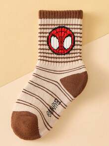 Marvel 5双装正品女袜，超级英雄图案，加厚保暖冬季毛巾袜，韩版卡通冬季袜，透气学生袜/地板袜，漫威袜子 - 彩色 - 查看 9