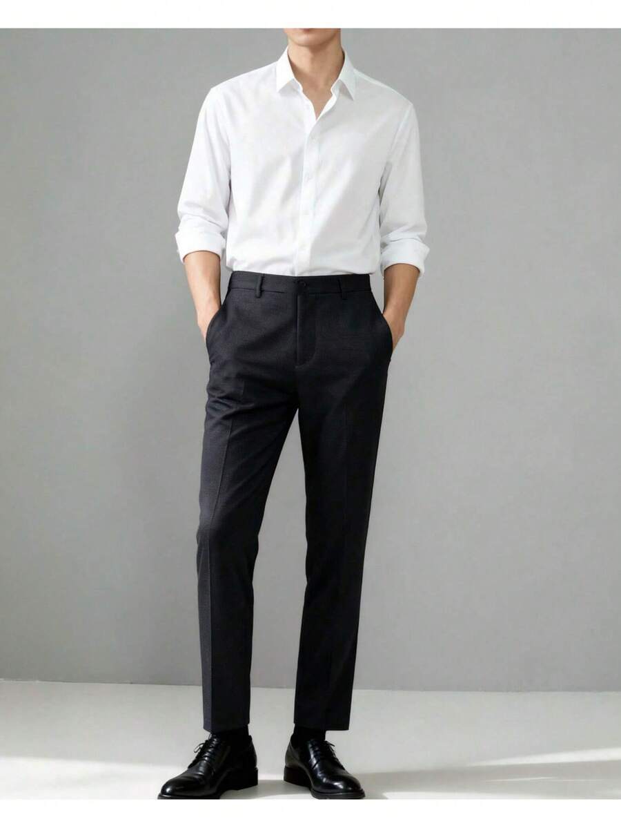 Men's Tailored Dress Pants - 黑色 - 查看 1