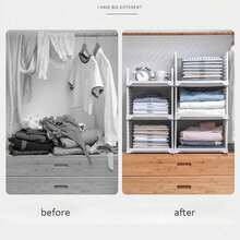 White Wardrobe Drawer Units Organizer Clothes Closet Stackable Storage Boxes Folding High 44*28*24.5cm - White - View 8