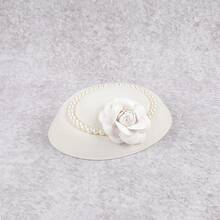 1pc Fascinators Hats For Women Tea Party Hat Kentucky Fascinator Derby Flower Pearl Pillbox Hat For Bridal Wedding, Tiny Hats, Mini Cap, Mini Fascinator - Multicolor - View 14