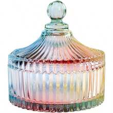 S - CHOOLD Luxury Colourful Tent Shaped Crystal Candy Jar with LidClear Glass Apothecary Jar Wedding Candy Buffet Jar Food Jar (300ml710ml) - s - Ver 5