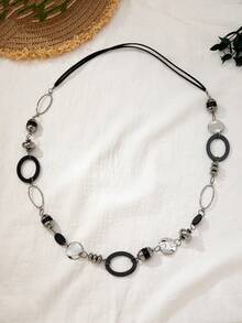 1 pieza Collar largo personalizado y de moda, adecuado para regalos y uso diario - Negro - Ver 4