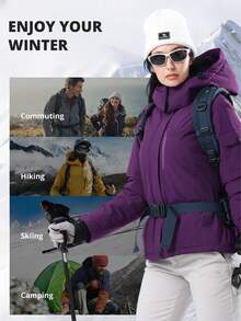 CAMEL CROWN Women's Windproof Ski Jacket, Waterproof Thickened Parka Coat, Warm Down Jacket - Purple - View 6