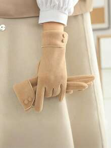 1 Pair Of Winter Warm Gloves, Windproof, Lined With Warmth, Supporting Touch Screen, Suitable For Cycling And Driving, All Finger Design, Elegant And Fashionable - Multicolor - View 9