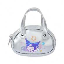 Miniso حقيبة حفلة مزركشة من سلسلة كورومي من ماركة ميني سو سانريو، حافظة سماعات أذن سانريو لسماعات AirPods، حقيبة سماعات رأس براقة وجميلة، إكسسوارات كرتونية للفتيات - فضي - مشاهدة 1