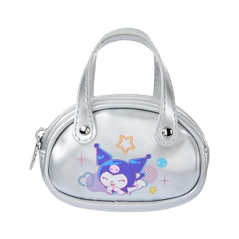 Miniso حقيبة حفلة مزركشة من سلسلة كورومي من ماركة ميني سو سانريو، حافظة سماعات أذن سانريو لسماعات AirPods، حقيبة سماعات رأس براقة وجميلة، إكسسوارات كرتونية للفتيات - فضي - مشاهدة 1