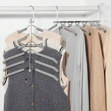 Clothes Hanger Space Saving, 6 Tier Shirt Coat Hangers Space Saving No Bump Shoulder Hangers With No Slip Foam Padded Closet Organizers And Storage For Men And Women 2 Pack CT64G,Gray2Pack - 灰色2包 - 查看 1