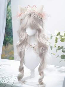 alicegarden 1 bộ tóc giả dài xoăn tổng hợp chịu nhiệt, có mái, dài 28 inch, tóc giả dệt tự nhiên và chân thực để sử dụng hàng ngày (Không bao gồm phụ kiện) - Bạc - Xem 4
