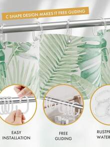 12pcs Premium Transparent Twistable Shower Curtain Rings - Durable C-Shaped Hooks For Rod Hanging, Essential Bathroom Accessories - Multicolor - View 6