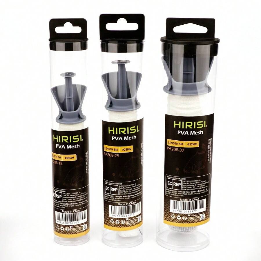 HIRISI PVA Net With Plunger, 5M Roll For Carp Fishing, 18/25/37mm Width, For Quick-Release Boilies Bait, PVA Bags & Feed Basket Accessories - White - View 1