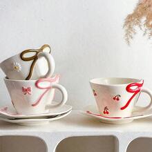 Ceramic Cup Coffee Cup Water Cup Mug Tea Cup Cup Dust-Proof Creative Cute Retro Vintage Feel Blooming Flowers - Cups and Saucers, Hand-pinched Ribbons - View 11