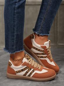 Pantofi de damă maro, adidași din piele cu șireturi în stil britanic, culoare solidă, design decorativ cu cataramă, pantofi de skateboard cu vârf rotund, cu talpă joasă, antiderapanți, la modă, respirabili