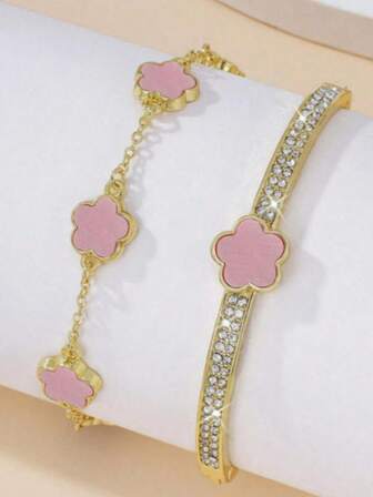 1套简约优雅百搭休闲日常通勤幸运四叶草手链