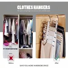 9 Layers Pants Hangers Space Saving - Non Slip Stainless Steel Multifunctional Pants Rack, Clothes Closet Storage Organizer For Pants Jeans Trousers Scarf Hanger