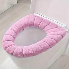 1件针织马桶座套，非电加热垫，100%涤纶柔软浴室盖套 - 保暖、舒适、易于安装和清洁！ - 彩色 - 查看 2