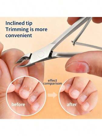 1pc Silvery Stainless Steel Cuticle Nipper - 5mm Trimming Tool With Sharp Blades, Manicure Scissors For Dead Light Beige Removal, Toenail Clippers For Thick Toenails, Precision Nipper For Nails, Rust-Resistant & Durable Construction, Ideal For Nail C