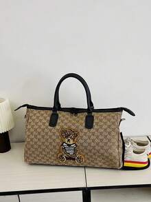 حقيبة يد مطرزة بشكل دب جميل، حقيبة سفر كبيرة السعة للرجال، حقيبة سفر للرحلات القصيرة، حقيبة سفر، حقيبة محمولة تناسب الحقيبة المتحركة، فصل بين الجاف والرطب، حجرة حذاء مستقلة، خفيفة الوزن، حقيبة رياضية متعددة الوظائف للطلاب والنساء، حقيبة سفر للأعمال