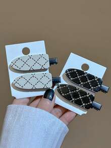 6pcs/4pcs/2pcs Set Elegant Rhinestone Rhombus Seamless Hair Clips, Stylish Hair Accessories, Suitable For Women & Girls Daily Use, Banquet, Party, Holiday Gift, All Seasons, Claw Clips, Hair Slide, Hair Barrettes