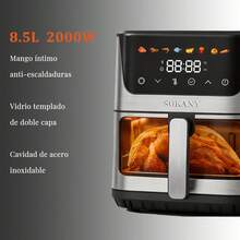 Freidora de aire de gran capacidad (8,5 litros), freidora de aire multifuncional, potencia de 2000 W, multicocina 7 en 1 con funciones de horneado, asado y fermentación. Diseño compacto, equipada con una pantalla táctil digital para satisfacer las necesidades gastronómicas de la familia. Fácil de limpiar, ideal para reuniones familiares, cocina saludable baja en grasas y preparación rápida de comidas. - Tipo de Enchufe A USA (110-127V) - Ver 5