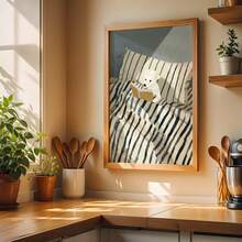 1pc Cute Dog Reading Unframed Canvas Poster, Cozy Dog In Bed Illustration With Striped Blanket, Whimsical Wall Decor For Room Decor, Home Decor, Bedroom Decor, Living Room Decor, Wall Decor, Playful Book Lover Art Print For Room Decoration Aesthetic - Multicolor - View 8