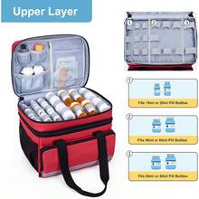 Double Layers Pill Bottle Organizer Bag Empty Medicine Organizer Storage Case With Lockable Zippers Medication Travel Bag For Prescription Bottles Medical Supplies Gray Patent Design