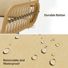 3-Piece Garden Furniture Set, Bistro Set Made Of Hand-Woven Rattan With Glass Tabletop, Balcony Furniture Set For 2 People For Rattan, Balcony, Terrace, Garden, Beige And Grey Are Available. - Màu be - Xem 7