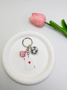 热销简约扑克牌红心黑桃钥匙扣亚克力气质网红创意小众吊坠情人节母亲节小礼物背包挂件、汽车挂件、万圣节饰品、教师节礼物 - 彩色 - 查看 7