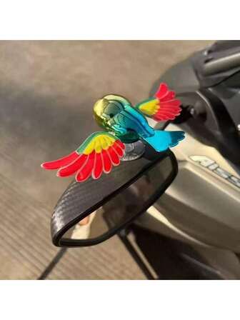 Colorful Flying Bird Car Decor With Flapping Wings, Rearview Mirror Ornament For Car, Motorcycle, Electric Bicycle