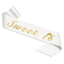 Trang trí tiệc sinh nhật lần thứ 16 cho bé gái với dây thắt lưng màu trắng, vương miện đính đá Rhinestone, quà tặng sinh nhật lần thứ 16 cho bé gái bộ màu vàng trắng - Nhiều màu - Xem 9