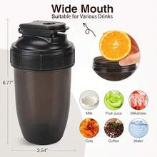 D.Y.A 16oz Shaker Bottle,Leak Proof Sports Shaker Cups For Protein Shakes,Shaker Bottle For Pre Workout And Travel To Go, & Easy Clean, Light Blue - 黑色 - 查看 4