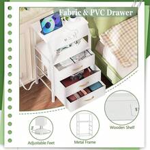 Vintage Nightstand With Charging Station And 3 Drawers - 白色 - 查看 6