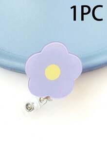 1 Stück bunte Acryl-Blumen-Krankenschwester Einziehbare Clip mit leicht zu ziehender drehbarer Abzeichen-Halterung, Plastik-Ausweishülle mit Clip, Büropersonal, Krankenschwester, Arzt, Studenten-ID-Zubehör, ausziehbarer Schlüsselband-Abzeichen-Clip