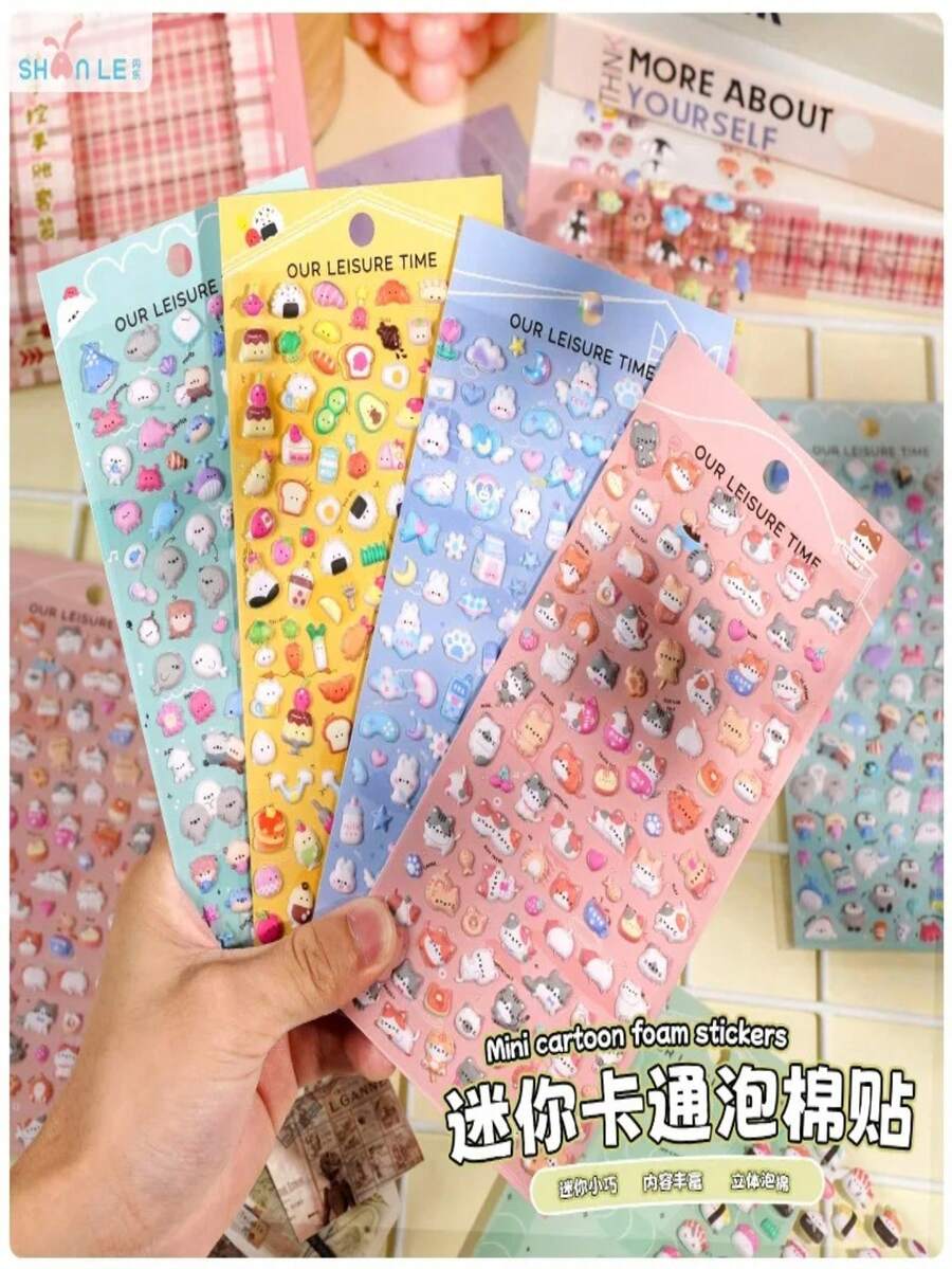 Pegatinas 3D de dibujos animados de burbujas, versión coreana, con frutas, animales, pan, planificador, DIY, diario, niños, gato. Decoraciones - Regalos. La elección perfecta para la decoración del hogar y la habitación, la decoración de fiestas, los regalos de cumpleaños y diversos regalos festivos, con estilo. - Multicolor - Ver 1