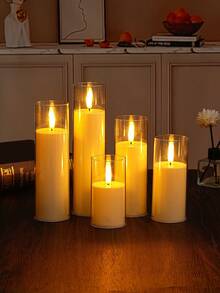 1pc Ivory Wax Cup Set, Flameless LED Electronic Candle Lights, Modern Atmosphere Home Decor, Suitable For Dining Table, Bedroom, Living Room, Holiday Gift - White - View 3