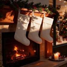 Paquete de 3 medias blancas de Navidad de 18 pulgadas, suaves calcetines de Navidad para Navidad, Navidad, regalo para colgar en la chimenea(default) - Multicolor - Ver 4