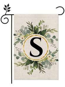 1 Piece/Linen Letter Flower Garden Flag 12x18 Inches Double-Sided Family Surname Letter Courtyard Flag, Suitable; Birthday, Theme Party Outdoor Garden Decoration, Autumn Garden Flag, Halloween Garden Flag, Christmas Garden Flag, Autumn, Halloween, Christmas Decoration - 彩色 - 查看 32