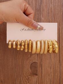 1-18 Paar goldene ABS-Harz Tropfen geometrische breite C kleine Creolen Damen Ohrring Set, modischer Schmuck Accessoire, modern, stylisch, leicht, hautfreundlich, langanhaltend für täglichen Gebrauch, Arbeit, Urlaub, Outfits, Jahrestag, Weihnachten, Geburtstag Geschenke für Frauen, Mädchen, Mutter, Ehefrau, Freundin - Gold - Übersicht 11