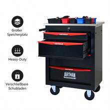 Double Door Clapboardl Multifunctional Tool Trolley - Black & Red (BLAK&RED) - Multicolor 2 - View 6