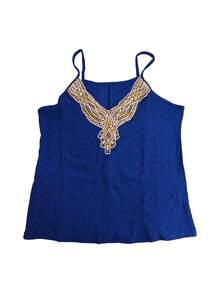Women's Sequins Beaded Decorative Camisole Tank Top - Blue - View 2