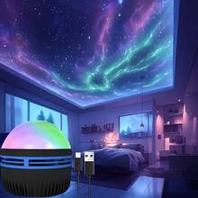 1 Đèn ngủ chiếu sáng LED Aurora, Máy chiếu Bắc Cực quang nhiều màu dùng nguồn USB có điều khiển từ xa, Có thể điều chỉnh độ sáng - Đèn LED trang trí cho phòng ngủ, phòng khách, 36V trở xuống - ánh sáng đa sắc - Xem 3