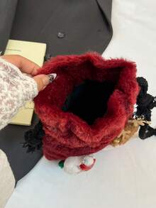 Winter And Autumn Santa Claus Cute Cartoon Red Small Bag For Girls - Knitted Shoulder Bag - Red - View 3